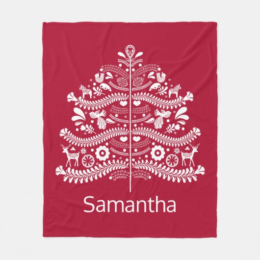 Weiß auf dem skandinavischen Weihnachtsbaum der No Fleecedecke (Vorderseite)