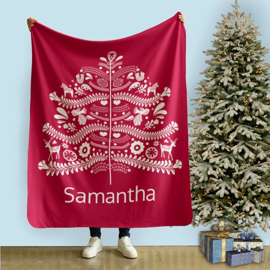 Weiß auf dem skandinavischen Weihnachtsbaum der No Fleecedecke