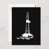 Weiß auf der Black Drilling Rig Silhouette Postkar Postkarte (Vorne/Hinten)