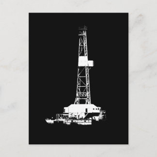 Weiß auf der Black Drilling Rig Silhouette Postkar Postkarte