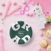 Weiß auf dunkelgrünem Abschluss Pappteller (Party)