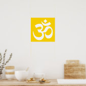Weiß auf Gold Om Symbol Poster (Küche)