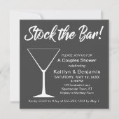 Weiß auf grauem Stock Bar Script Couples Dusche Einladung (Vorderseite)