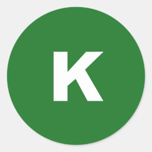 Weiß auf grüne Minimalistische Monogram Runder Aufkleber