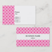 Weiß auf Hot Pink Quatrefolienmuster Visitenkarte (Vorne/Hinten)