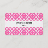 Weiß auf Hot Pink Quatrefolienmuster Visitenkarte (Rückseite)
