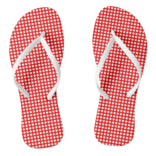 Weiß auf kleinen roten Polka-Punkten, horizontal Badesandalen