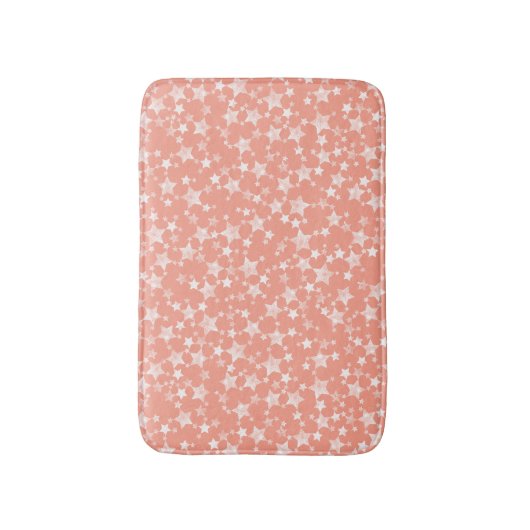 Weiß auf Korallen | Muster für Linoldruckstars Badematte (Vorderseite Vertikal)