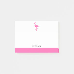 Weiß auf leuchtend rosa Flamingo und Grenze mit de Post-it Klebezettel