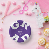 Weiß auf Lila Abschluss Personalisiert Pappteller (Party)