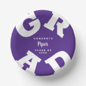 Weiß auf Lila Abschluss Personalisiert Pappteller (Vorderseite)