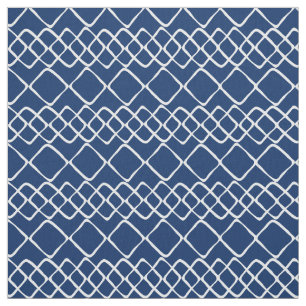 Weiß auf Marine-Blau-Diamant-Fliesen Stoff