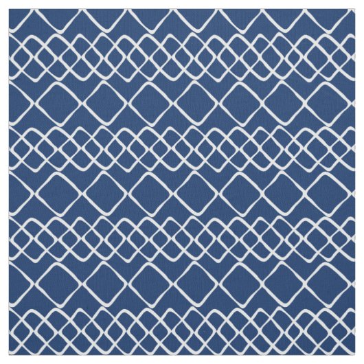 Weiß auf Marine-Blau-Diamant-Fliesen Stoff (Muster)