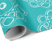 Weiß auf Meeresgrün-Symbole Geschenkpapier (Rolleneckpunkt)