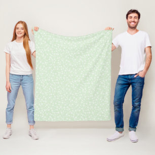 Weiß auf mintgrün   Lino-Druck-Sternenmuster Fleecedecke