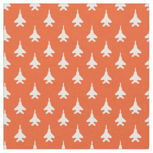 Weiß auf Orange F-15 Eagle Fighter Jet Muster Stoff