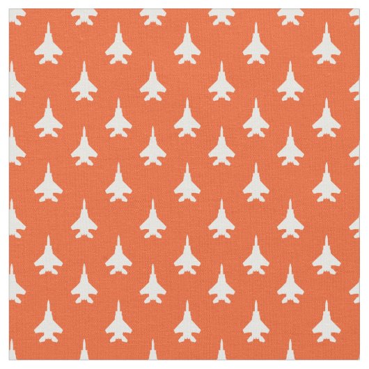 Weiß auf Orange F-15 Eagle Fighter Jet Muster Stoff (Nahaufnahme)