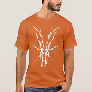 Weiß auf Orange Stammeshirschschädel Jagd-Design T-Shirt