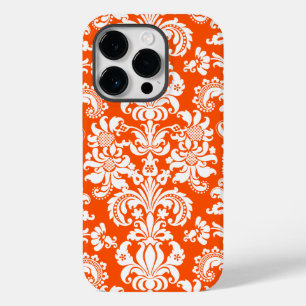 Weiß auf orangefarbene Vintage Blumenfässer Case-Mate iPhone 14 Pro Hülle