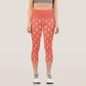 Weiß auf orangefarbenem Deko Capri Leggings (Vorderseite)