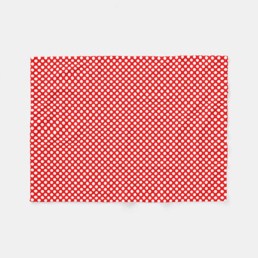 Weiß auf Red Small Size Polka Dots Fleecedecke (Vorderseite (Horizontal))