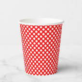 Weiß auf Red Small Size Polka Dots Pappbecher (Rückseite)