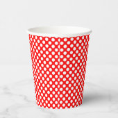 Weiß auf Red Small Size Polka Dots Pappbecher (Rechts)