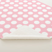Weiß auf rosa Große horizontale Polka-Punkte Sherpadecke (3/4)