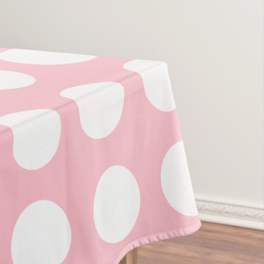 Weiß auf rosa Große horizontale Polka-Punkte Tischdecke (Beispiel)