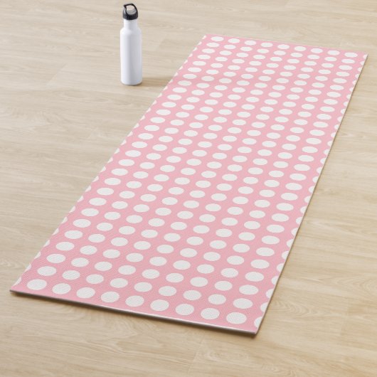 Weiß auf rosa Große horizontale Polka-Punkte Yogamatte (Beispiel)
