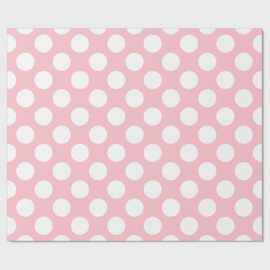 Weiß auf rosa große Polka-Punkte Geschenkpapier (Flach)