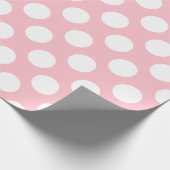 Weiß auf rosa große Polka-Punkte Geschenkpapier (Ecke)