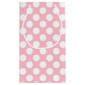 Weiß auf rosa große Polka-Punkte Kleine Geschenktüte (Rückseite)