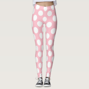 Weiß auf rosa große Polka-Punkte Leggings