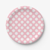 Weiß auf rosa große Polka-Punkte Pappteller (Vorderseite)