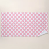 Weiß auf rosa große Polka-Punkte Strandtuch (Vorderseite)