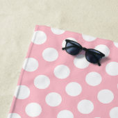 Weiß auf rosa große Polka-Punkte Strandtuch (Beispiel)