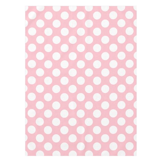 Weiß auf rosa große Polka-Punkte Tischdecke (Vorderseite)