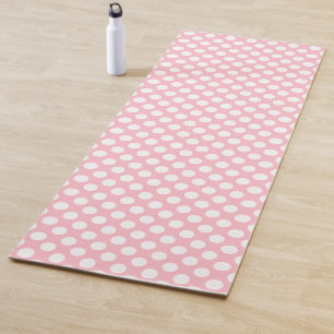Weiß auf rosa große Polka-Punkte Yogamatte