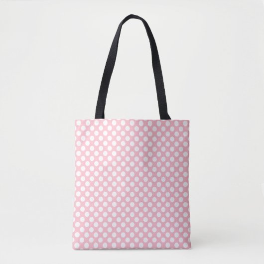 Weiß auf rosa Mittelformat Polka Dots Muster Tasche (Vorderseite)