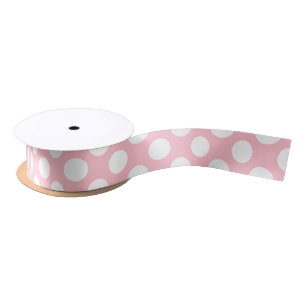 Weiß auf rosa Mittelformat Polka Dots Ribbon Satinband