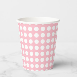 Weiß auf rosa mittelgroße, horizontale Polka-Punkt Pappbecher
