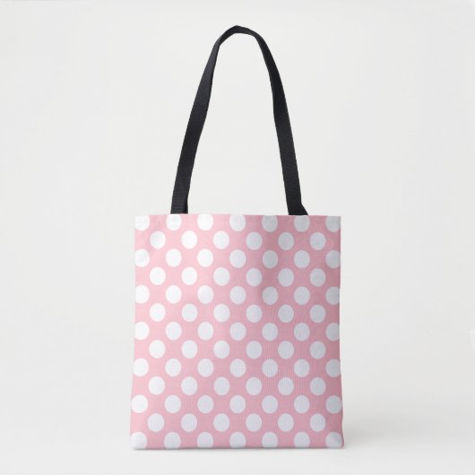 Weiß auf rosa Polka Dots Muster Tasche (Vorderseite)
