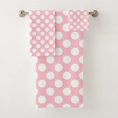 Weiß auf rosa Polka Dots Set Badehandtuch (Insitu)
