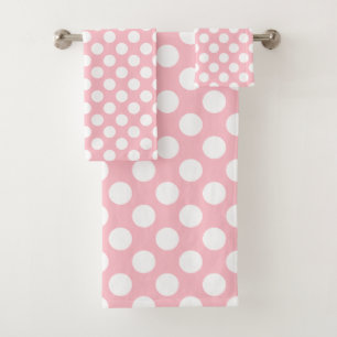 Weiß auf rosa Polka Dots Set Badehandtuch