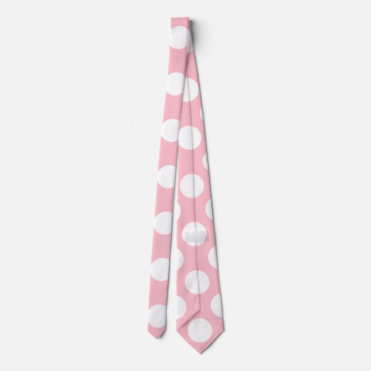 Weiß auf rosa Riesengröße Polka Dots Neck Tie Krawatte (Rückseite)