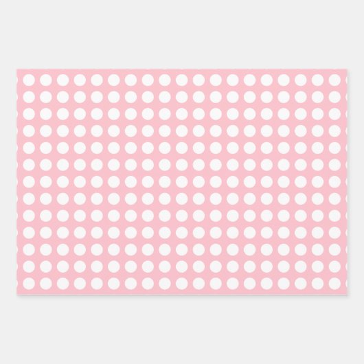 Weiß auf Rosa Unterschiedliche Größen Horiz. Polka Geschenkpapier Set (Vorderseite 2)