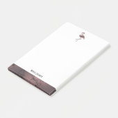 Weiß auf Rose Goldmarmor, Flamingo & Border, Name Post-it Klebezettel (angewinkelt)