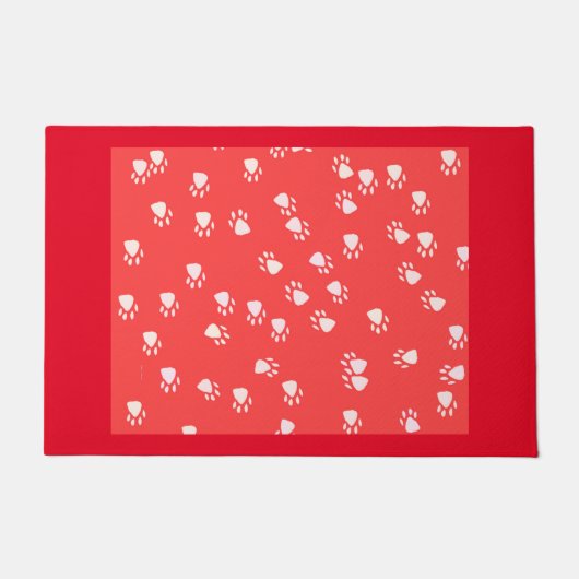 WEISS AUF ROT  FUßMATTE (Vorderseite)