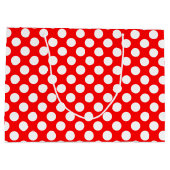 Weiß auf rot große Polka-Punkte Geschenktüte (Rückseite)